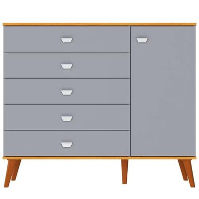 Quarto Infantil Completo Ternura Guarda-Roupa 3 Portas Cômoda 5 Gavetas Berço Conversível Bartira Azul Wood