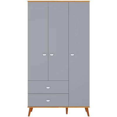 Quarto Infantil Completo Ternura Guarda-Roupa 3 Portas Cômoda 5 Gavetas Berço Conversível Bartira Azul Wood