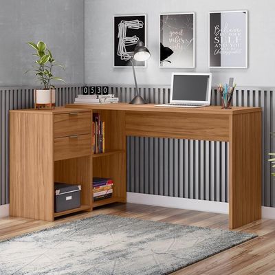 Mesa Para Computador Com 2 Gavetas Office Nt2060 Notável Freijó