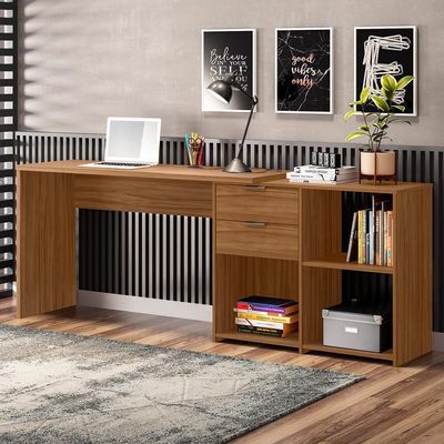 Mesa Para Computador Com 2 Gavetas Office Nt2060 Notável Freijó