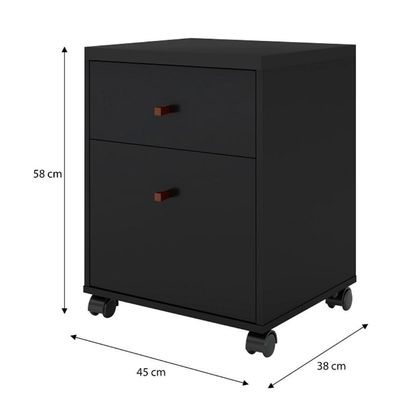 Conjunto Escritório 2 Peças - Mesa E Gaveteiro Verbena Viano - Preto/ Preto/