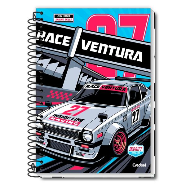 Caderno Universitário 1M Masculino Espiral Super Cars 96 Fls - 285817 - Credeal