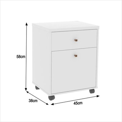 Conjunto Escritório 2 Peças - Mesa E Gaveteiro Verbena Viano - Branco Branco