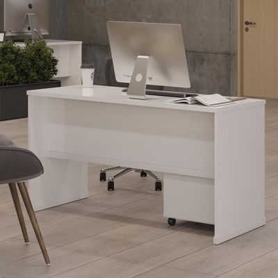 Conjunto Escritório 2 Peças - Mesa E Gaveteiro Verbena Viano - Branco Branco