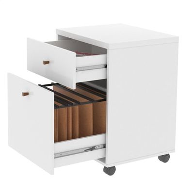 Conjunto Escritório 3 Peças - Mesa Armário E Gaveteiro Verbe - Branco Branco