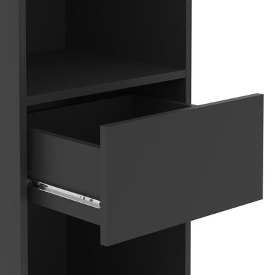 Conjunto De Escritório 3 Peças Tech Office Mesa Armário E Ap - Preto E Cedro Preto E Cedro