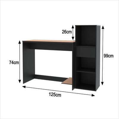 Conjunto De Escritório 2 Peças Tech Office Mesa E Armário Li - Preto E Cedro Preto E Cedro