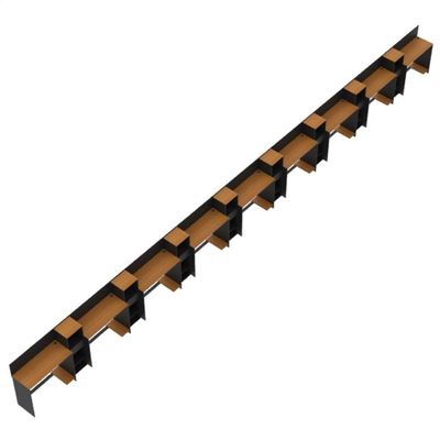 Conjunto De Escritório Tech 8 Livreiro E 9 Mesas 90cm - Vian - Preto E Cedro Preto E Cedro