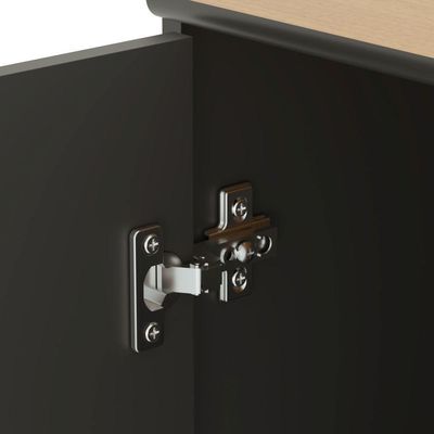 Conjunto De Escritório 3 Peças Tech Office 2 Mesas E 1 Apara - Preto E Cedro Preto E Cedro