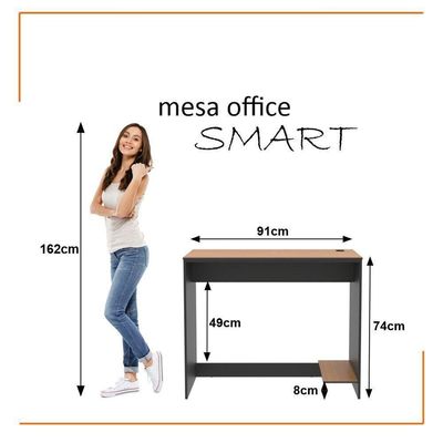 Conjunto De Escritório 3 Peças Tech Office 2 Mesas E 1 Apara - Preto E Cedro Preto E Cedro