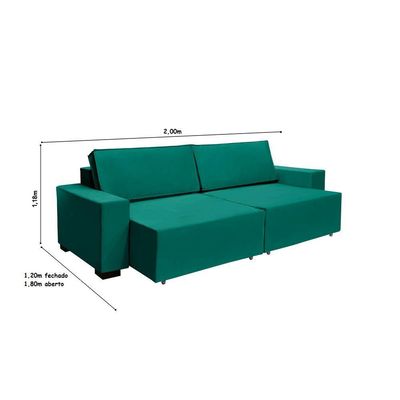 Sofá Dallas 2.00m Retrátil - Verde