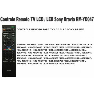 Controle Remoto Lcd Led Sony Bravia Rm-yd047 Kdl40 W-1004