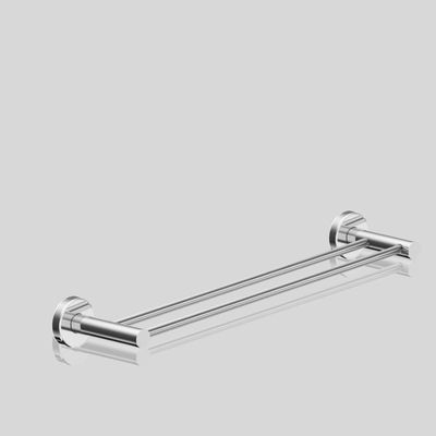 Porta Toalha Toalheiro Duplo Para Banheiro Alto Brilho Atenas 45cm