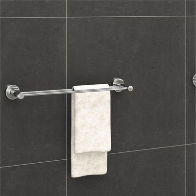 Porta Toalha Toalheiro Duplo Para Banheiro Alto Brilho Atenas 45cm