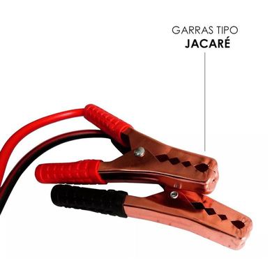 Kit 2 Cabos Para Recarga de Bateria 600 Amperes 2,5 Metros