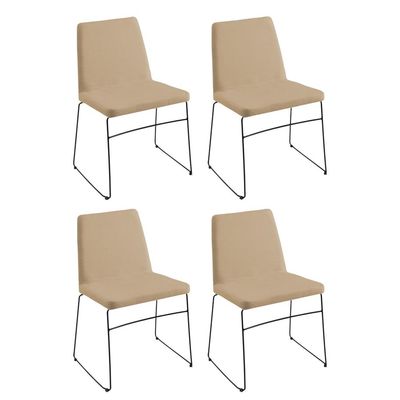 Kit 4 Cadeiras Decorativa Sala de Jantar Anne Linho Bege - Gran Belo
