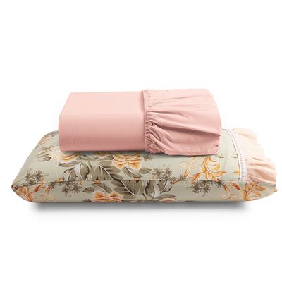 Kit Jogo de Cama Lençol Solteiro Minuano 2 Peças com 4 Unidades - 100% Algodão
