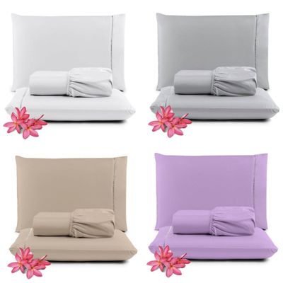 Kit Jogo de Cama Lençol Casal Pratik 3 Peças com 4 Un. Cores 1 - 100% Poliéster