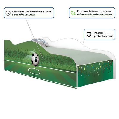 Mini Cama Infantil 157,5x72,5cm com Proteção Lateral Personagens Copa Futebol K02 - D'Rossi