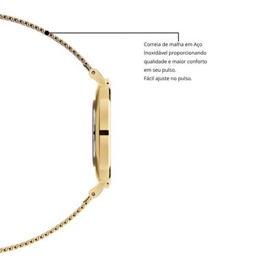Relógio Feminino Dourado Elegante Delicado Com Bracelete