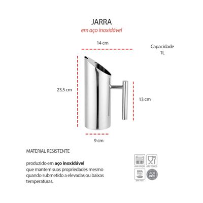 Jarra de Suco 1L e Colher Bailarina Aço Inox Bar Bebidas