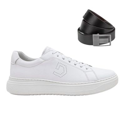 Kit Sapatênis Democrata Joe Ultra Light Masculino + Cinto 42 / Branco
