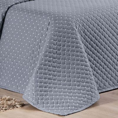 Kit Cobre Leito Vênus King Dupla Face Micropercal 200 Fios Liso 3 Peças - Cinza
