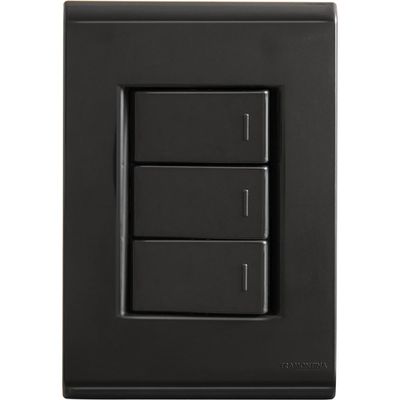 Conjunto 4x2 com 3 Interruptores Simples 10 A 250 V Tramontina Liz Grafite