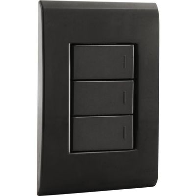Conjunto 4x2 com 3 Interruptores Simples 10 A 250 V Tramontina Liz Grafite