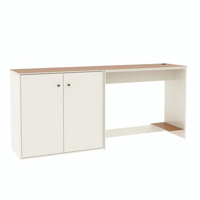 Conjunto De Escritório 2 Peças Tech Office Mesa E Aparador B - Off White E Cedro Off White E Cedro