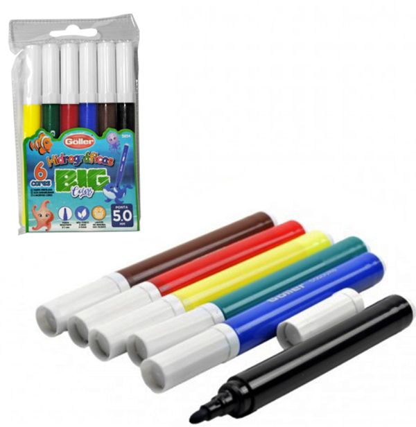 CANETA HIDROGRAFICA 06 CORES 5.0 MM BIG COLORS