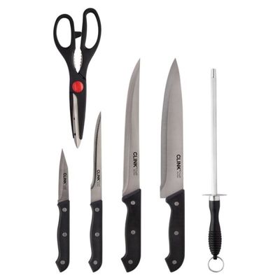 CONJUNTO DE COZINHA CLINK FACA, TESOURA, TÁBUA E CHAIRA