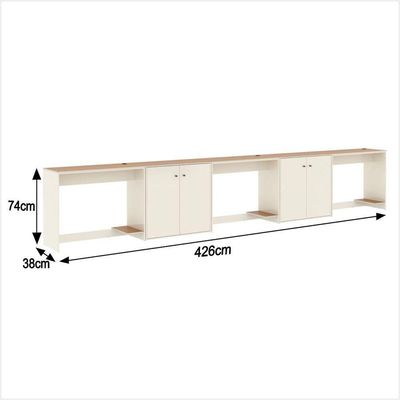 Conjunto De Escritório 5 Peças Tech Office 3 Mesas E 2 Apara - Off White E Cedro Off White E Cedro