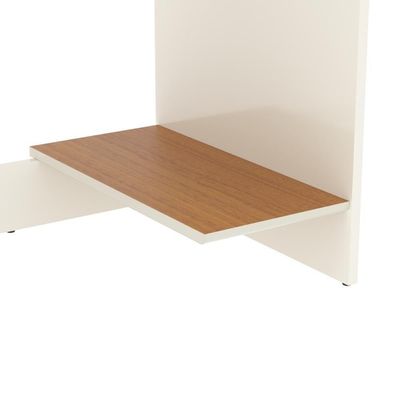 Conjunto De Escritório 3 Peças Tech Office 2 Mesas E 1 Apara - Off White E Cedro Off White E Cedro