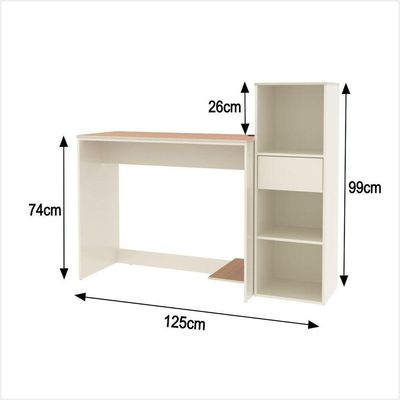 Conjunto De Escritório 2 Peças Tech Office Mesa E Armário Li - Off White E Cedro Off White E Cedro