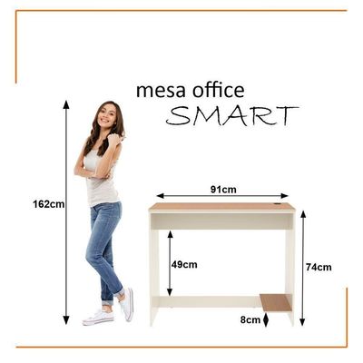 Conjunto De Escritório 4 Peças Tech Office 2 Mesas E 2 Apara - Off White E Cedro Off White E Cedro