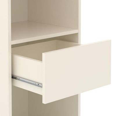 Conjunto De Escritório Tech 4 Livreiro 2 Buffet E 5 Mesas 90 - Off White E Cedro Off White E Cedro
