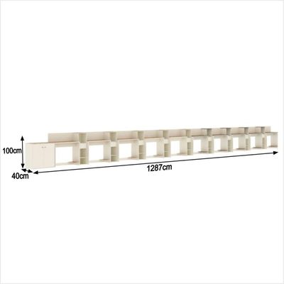 Conjunto De Escritório Tech 9 Livreiro 1 Buffet E 10 Mesas 9 - Off White E Cedro Off White E Cedro