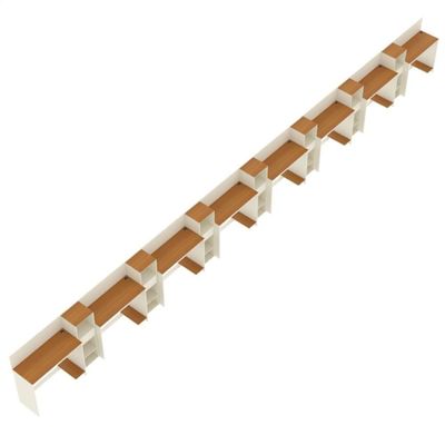 Conjunto De Escritório Tech 7 Livreiro E 8 Mesas 90cm - Vian - Off White E Cedro Off White E Cedro