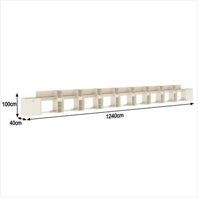 Conjunto De Escritório Tech 8 Livreiro 2 Buffet E 9 Mesas 90 - Off White E Cedro Off White E Cedro