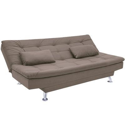 Sofá-Cama 1,90 Metros Linoforte Melissa, Suede Veludo, Espuma D-33 bege