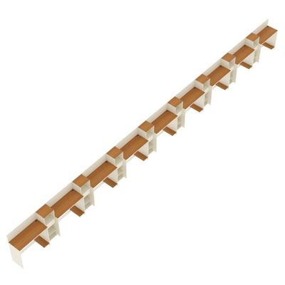 Conjunto De Escritório Tech 8 Livreiro E 9 Mesas 90cm - Vian - Off White E Cedro Off White E Cedro