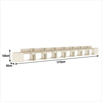 Conjunto De Escritório Tech 7 Livreiro 2 Buffet E 8 Mesas 90 - Off White E Cedro Off White E Cedro