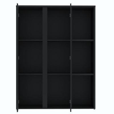 Conjunto De Escritório Office 2 Peças Mesa Armário Alto Tund - Preto Preto