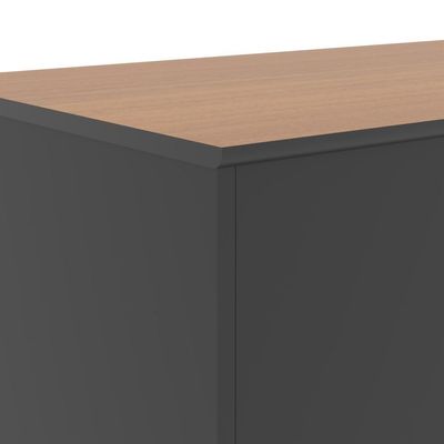 Buffet Aparador Compacto Com 2 Portas 77cm Escritório Tech - Preto E Cedro