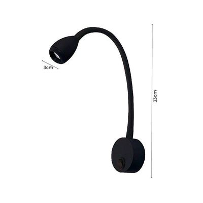 Arandela Nordecor Bett Led Com Interruptor Bivolt Preto 3000k