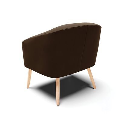 Poltrona Stella Suede Marrom Pés Palito Natural D03 - D'Rossi