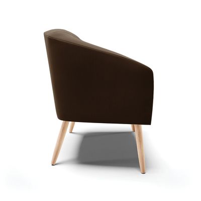 Poltrona Stella Suede Marrom Pés Palito Natural D03 - D'Rossi