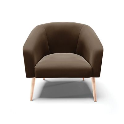 Poltrona Stella Suede Marrom Pés Palito Natural D03 - D'Rossi