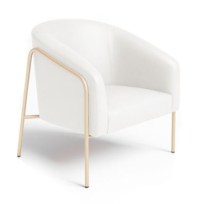 Poltrona Sala Industrial Alta Champanhe Stella Sintético PU Branco D03 - D'Rossi